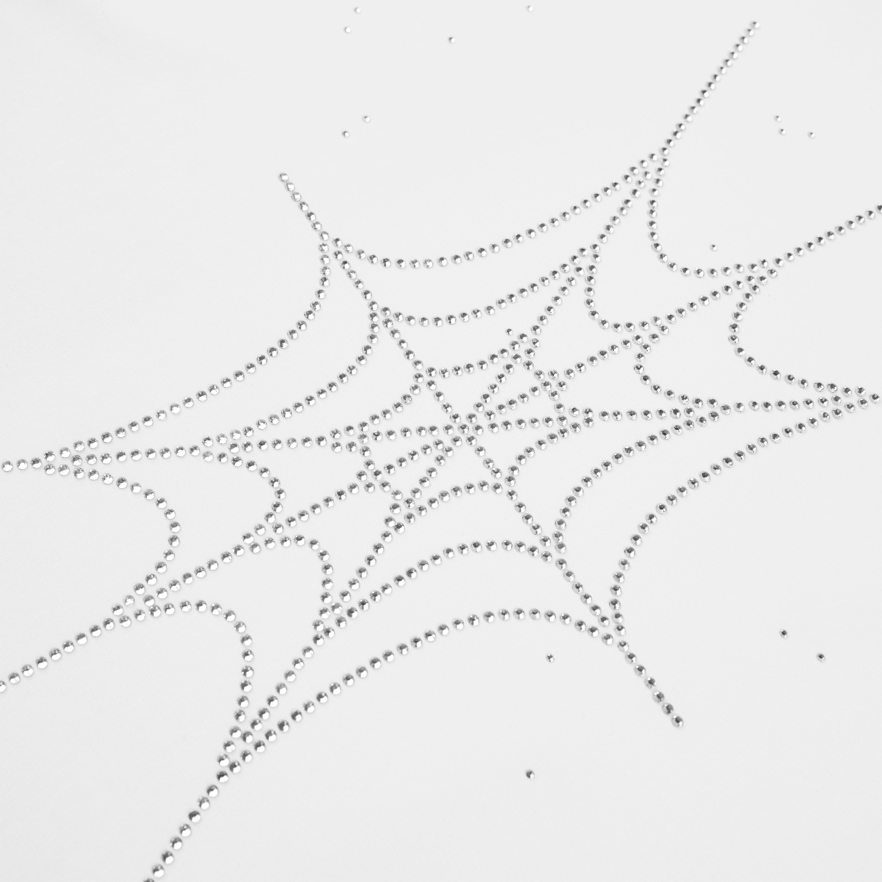 WHITE RHINESTONE SILK TEE | SP5DER | KING SPIDER