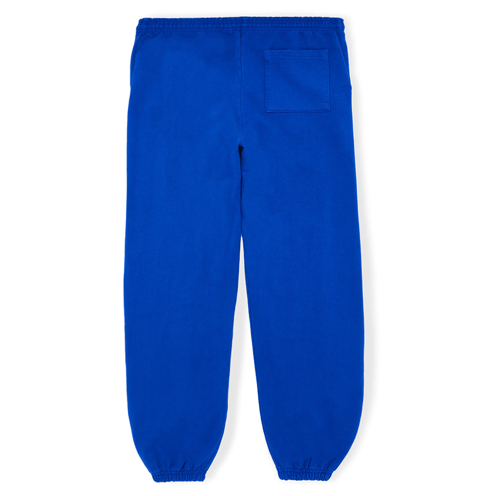 Blue Beluga sweatpants, 23oz fleece, with a back pocket and elastic cuffs.