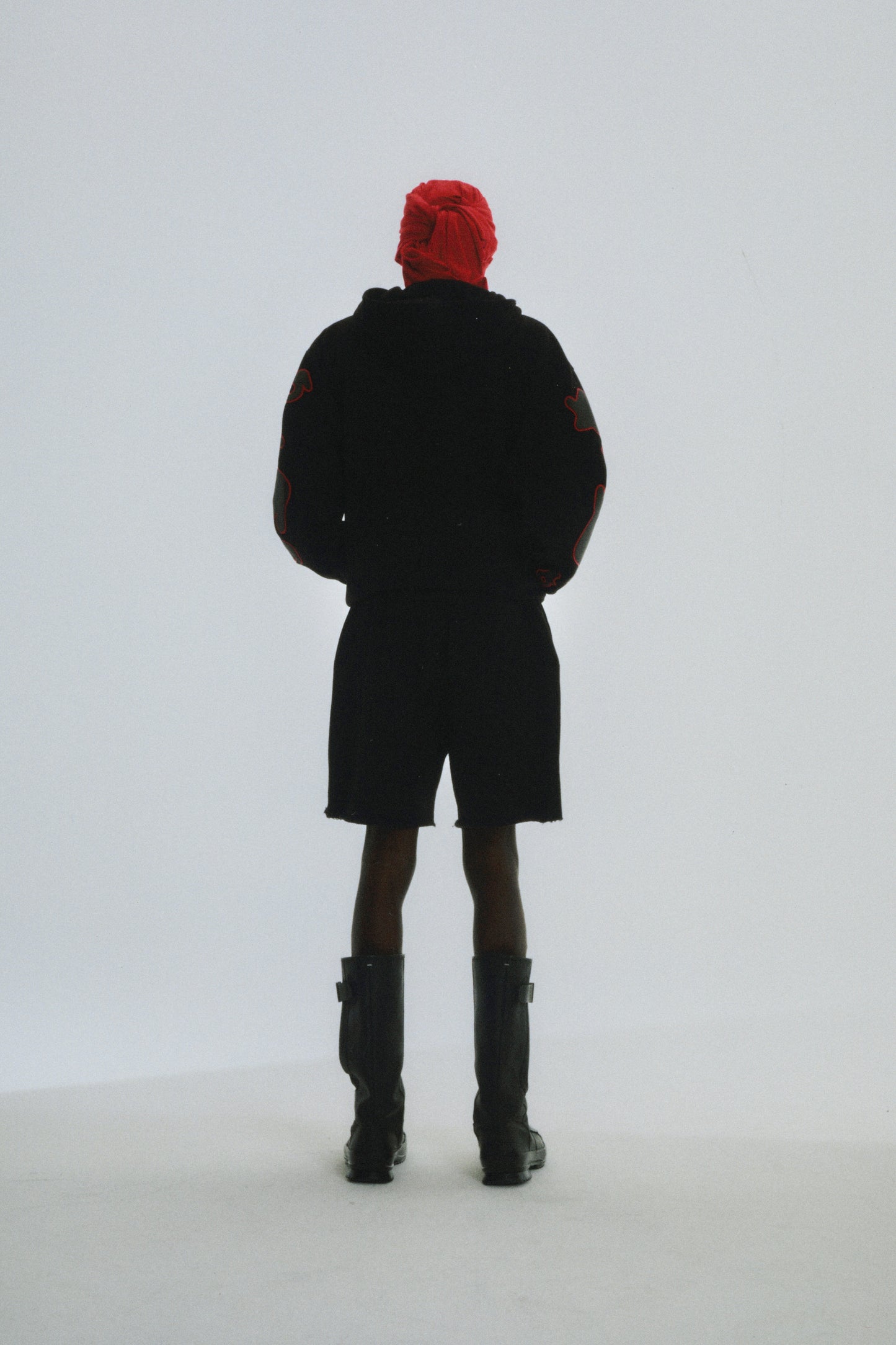 BLACK BELUGA OUTLINE HOODIE ON MODEL
