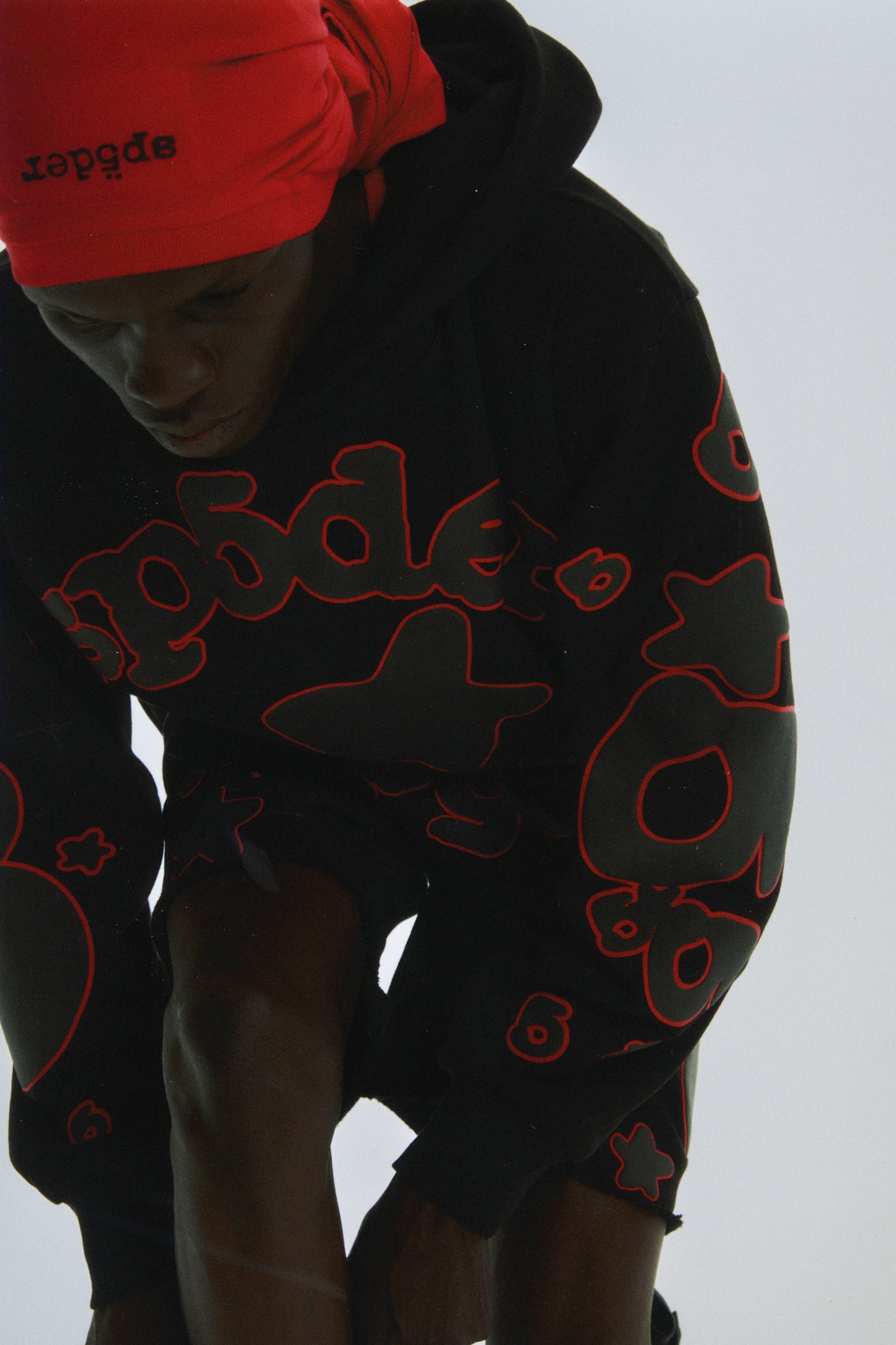BLACK BELUGA OUTLINE HOODIE ON MODEL