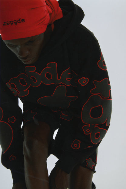BLACK BELUGA OUTLINE HOODIE ON MODEL