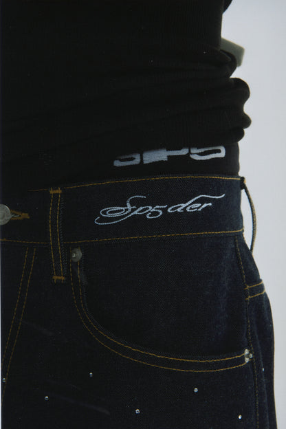 INDIGO STAR DUST DENIM SHORT ON MODEL
