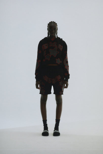 BLACK BELUGA OUTLINE HOODIE ON MODEL