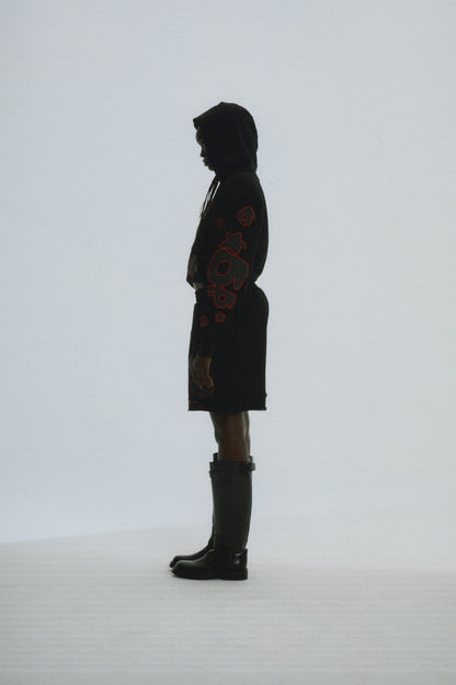 BLACK BELUGA OUTLINE HOODIE ON MODEL