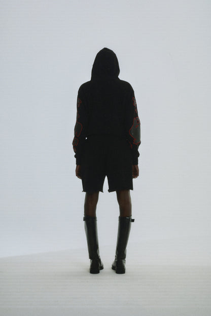 BLACK BELUGA OUTLINE HOODIE ON MODEL
