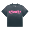 Faded black cotton FORM 5 TEE with bold pink "SP5DER" graphic print on front.