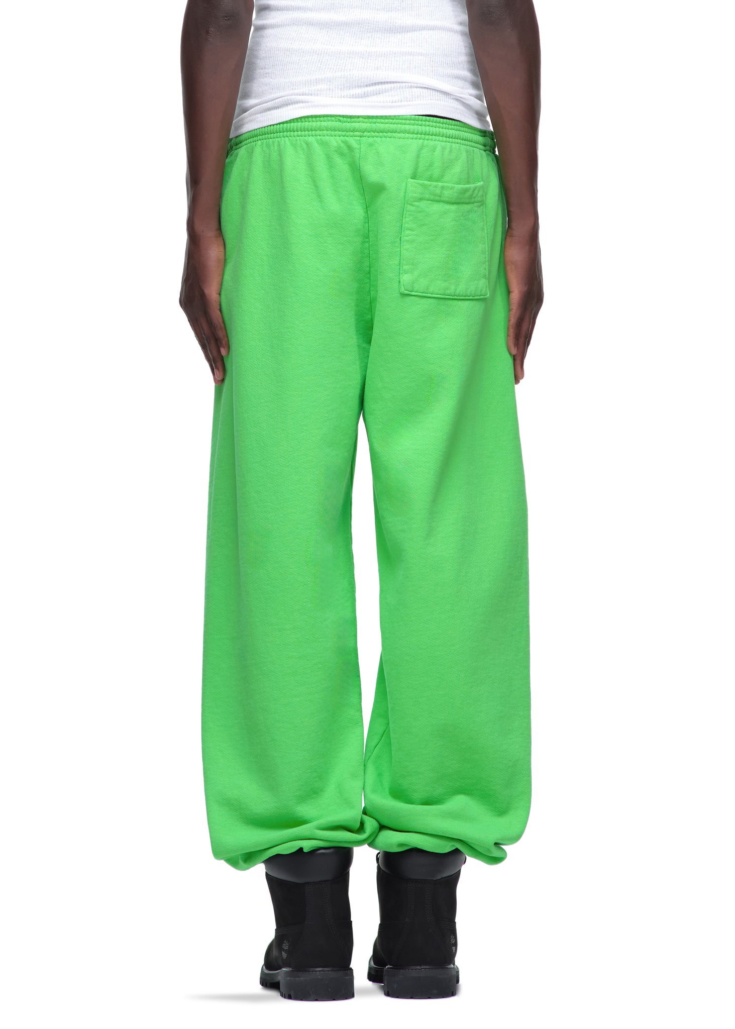 LEGACY SWEATPANT: Bright green 23oz fleece sweatpants with a back pocket and elastic cuffs.