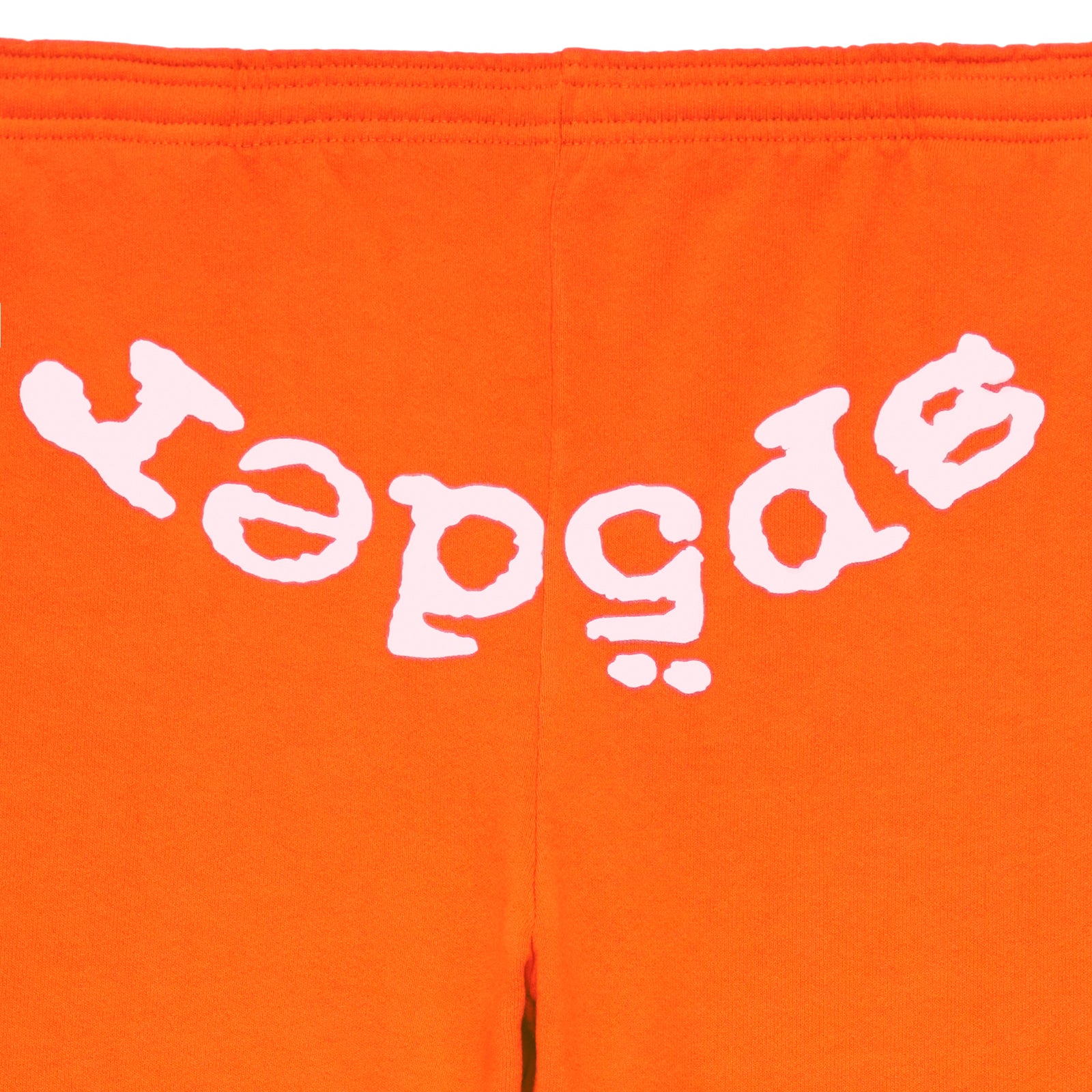 Orange Legacy Sweatpants with white "SP5DER" puff print text.