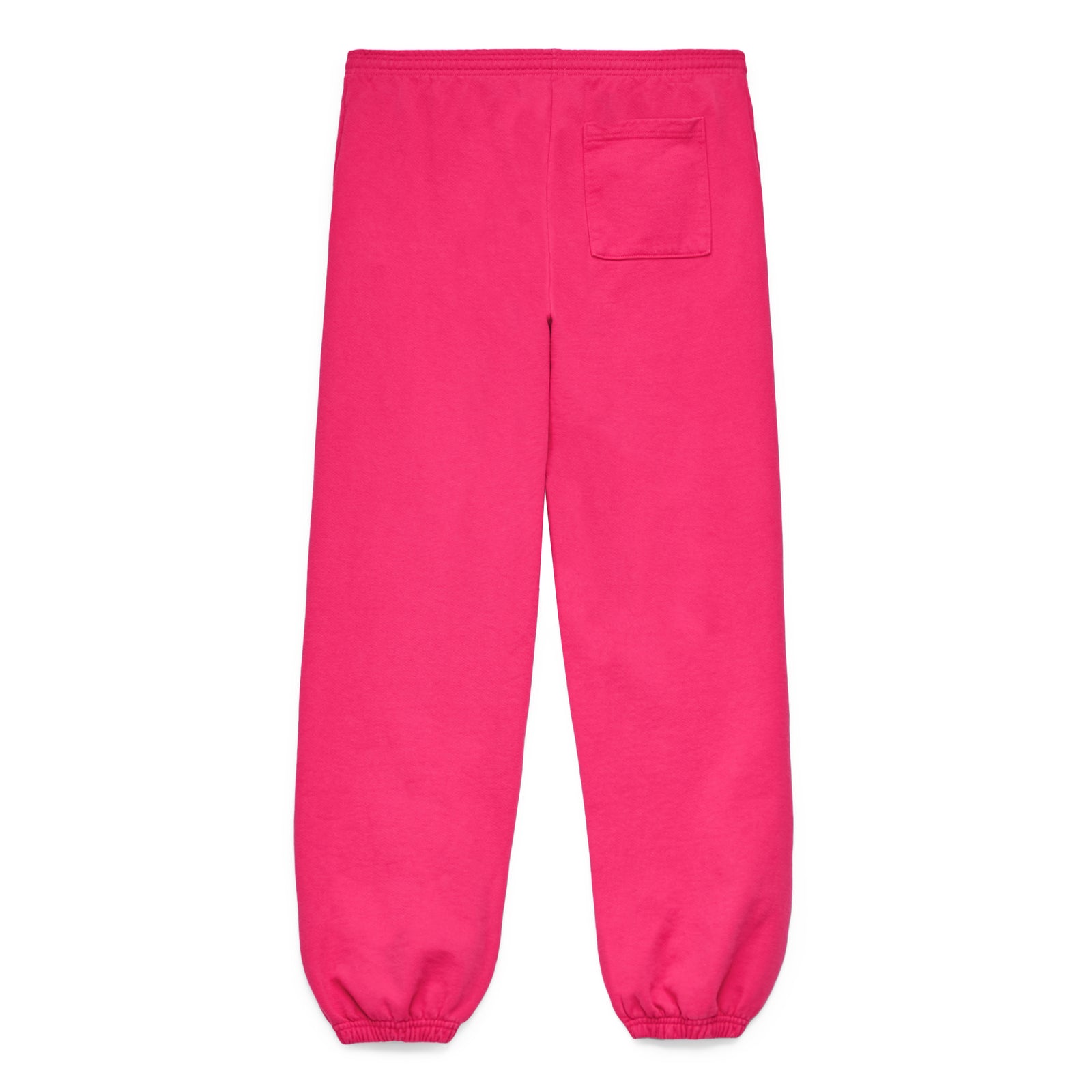 Pink 23oz fleece Legacy Sweatpants with elastic cuffs and a back pocket.