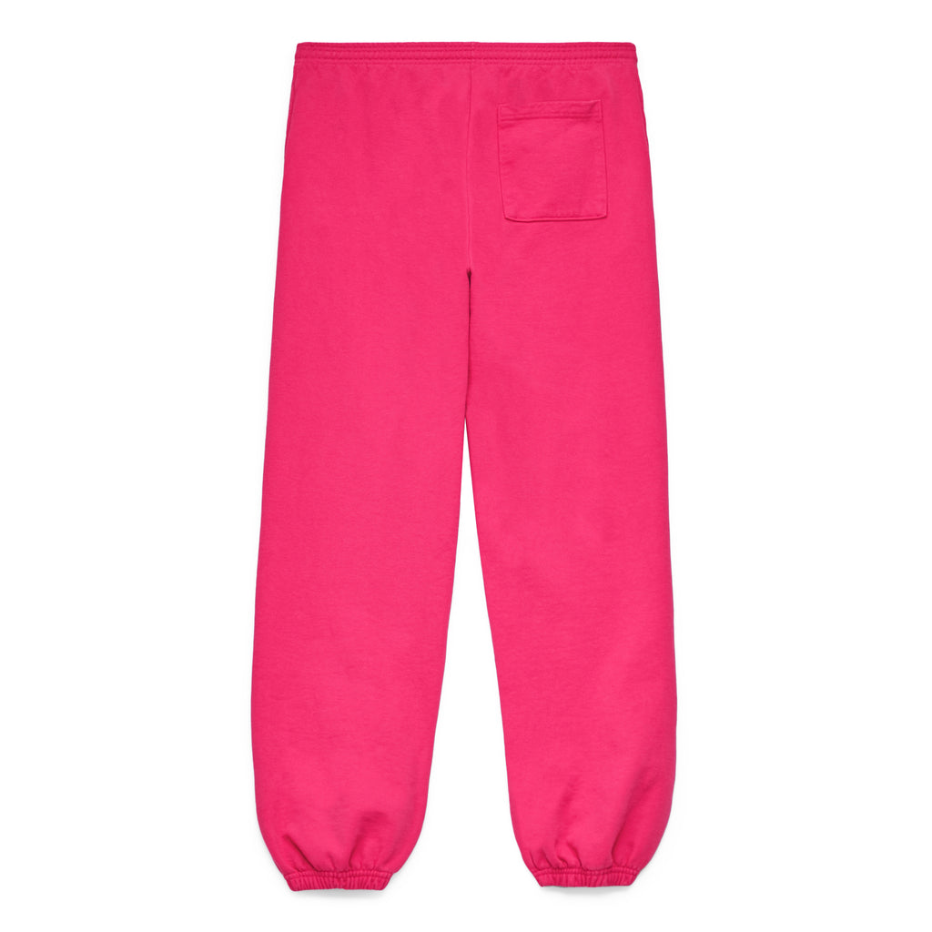 Pink 23oz fleece Legacy Sweatpants with elastic cuffs and a back pocket.