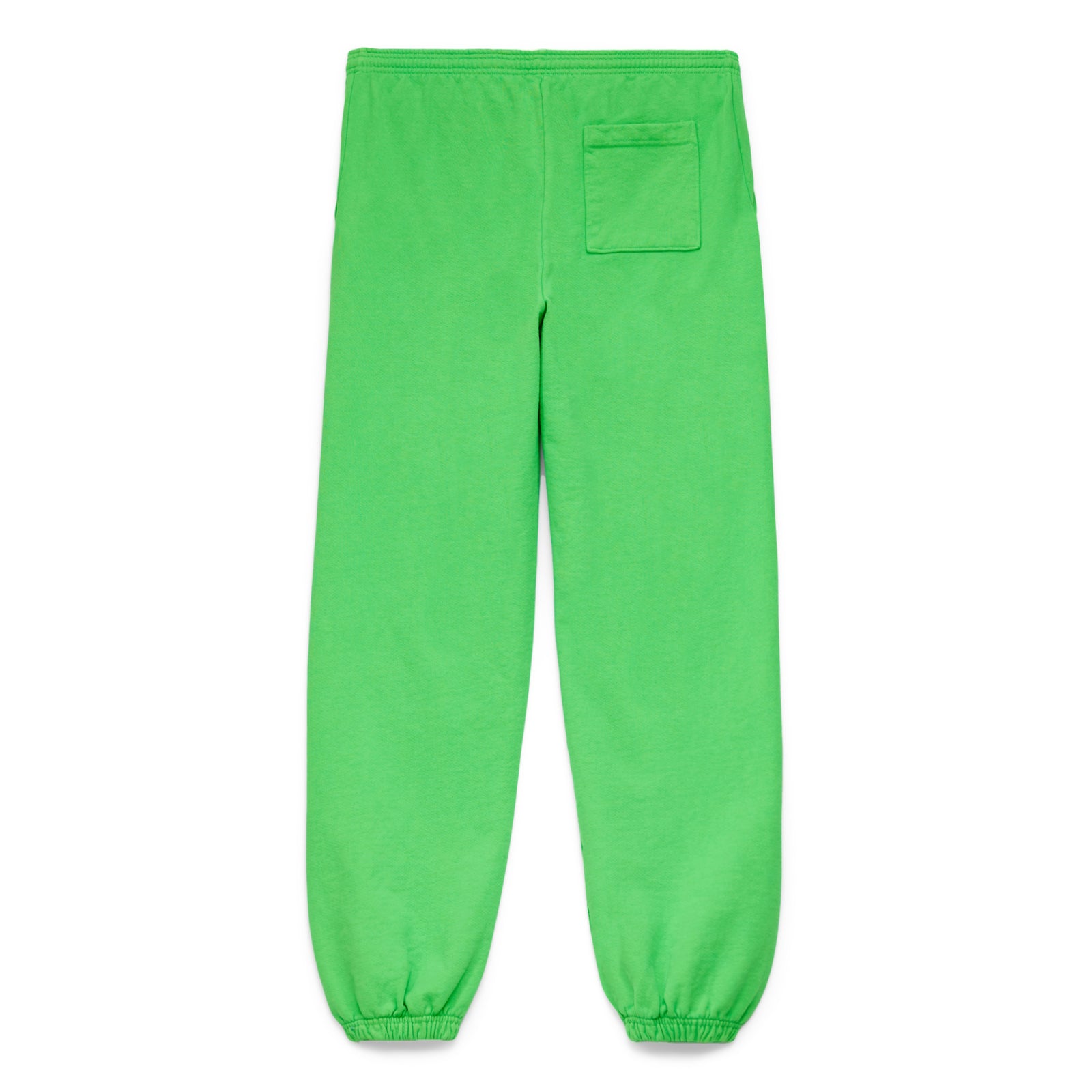 Bright green LEGACY SWEATPANT, 23oz fleece, with a back pocket and elastic cuffs.