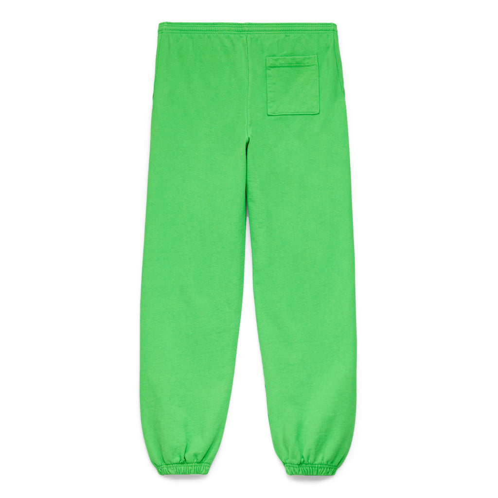 Bright green LEGACY SWEATPANT, 23oz fleece, with a back pocket and elastic cuffs.