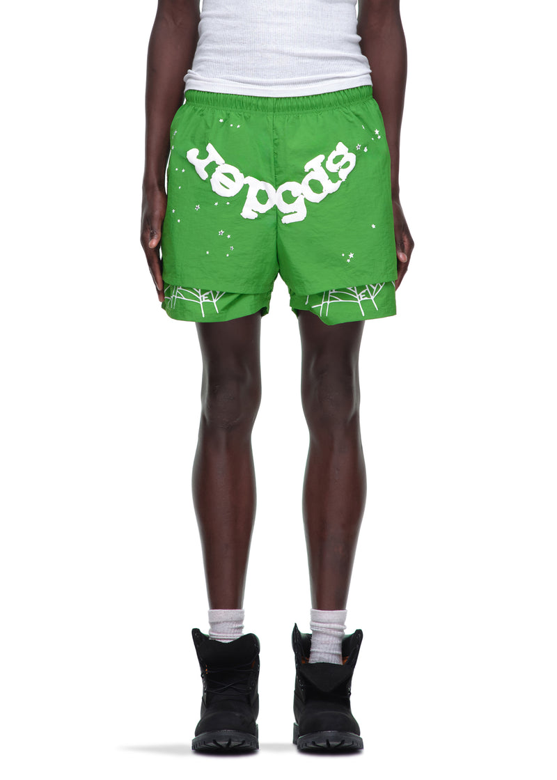 GREEN OG WEB V2 DOUBLE LAYER SHORT MALE MODEL