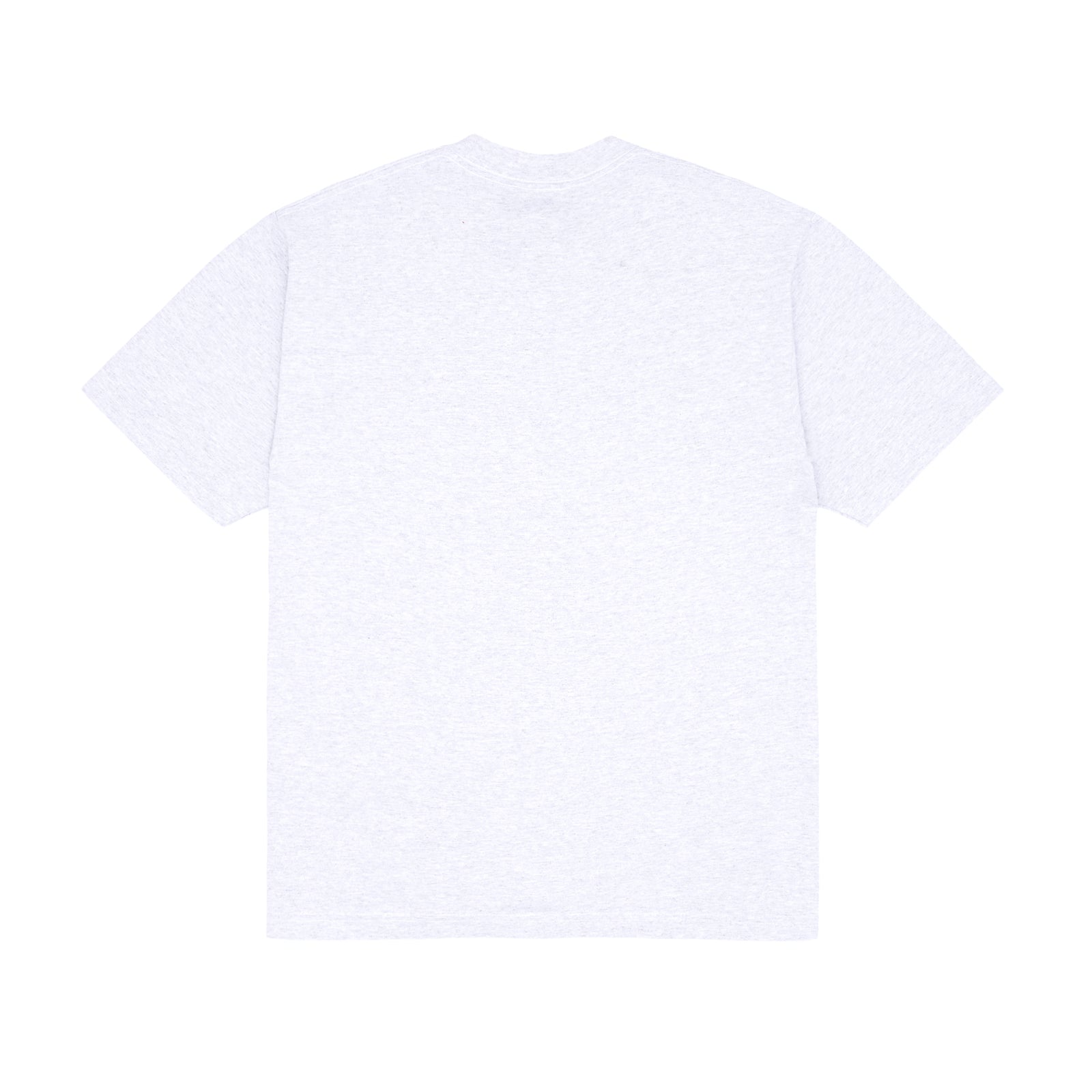Heather grey 100% cotton standard fit utility tee, back view.