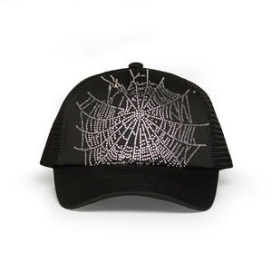 BLACK WEB RHINESTONE TRUCKER