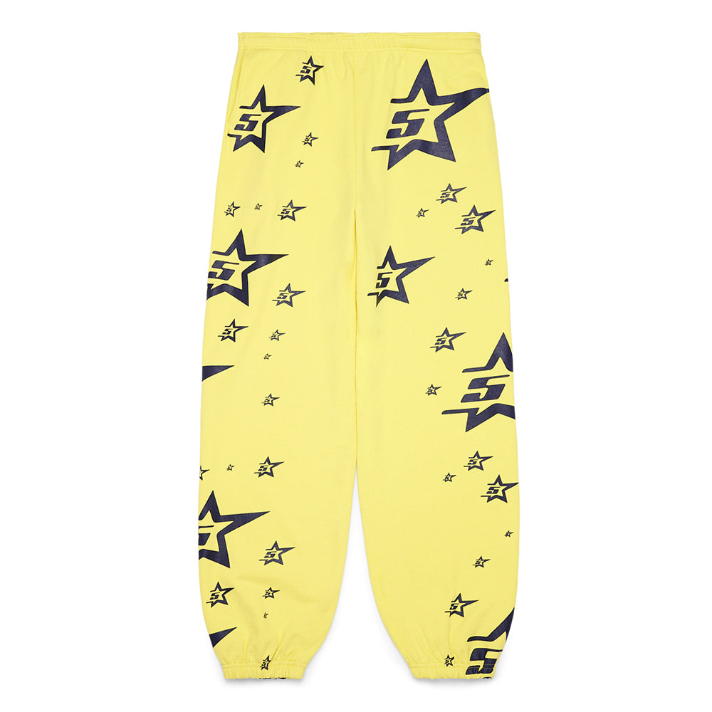 Yellow 5STAR SWEATPANT with all-over navy screen-printed star and "5star" graphics.