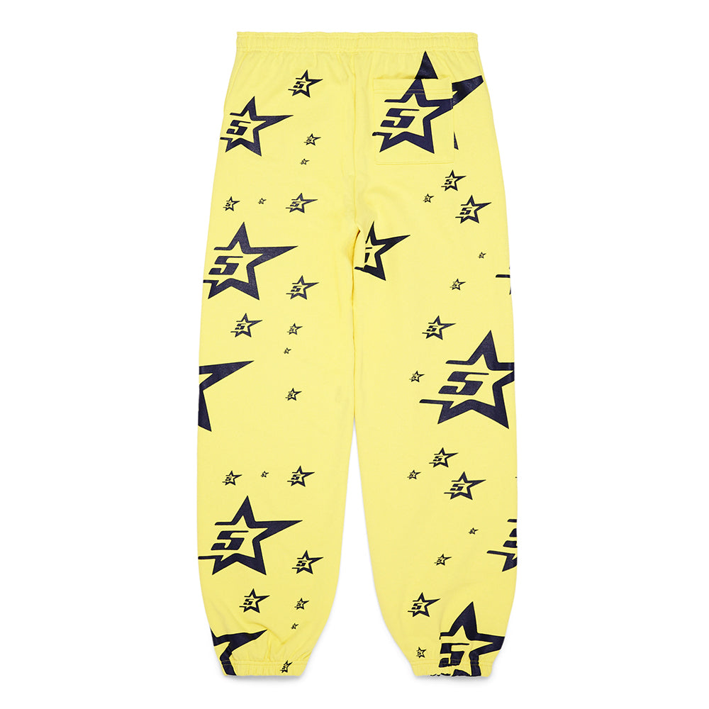 Yellow 5STAR SWEATPANT with all-over navy 5star screen print, 23oz fleece.