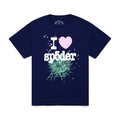 Navy 14oz cotton Souvenir Tee with "I ❤️ sp5der" graphic, pink heart, and green spiderweb.