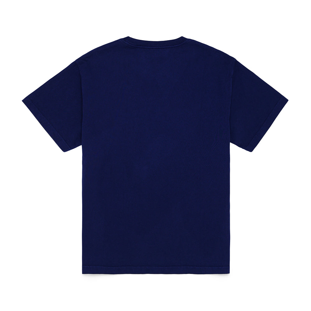 Back view of a navy blue 14oz cotton SOUVENIR TEE with a standard fit.