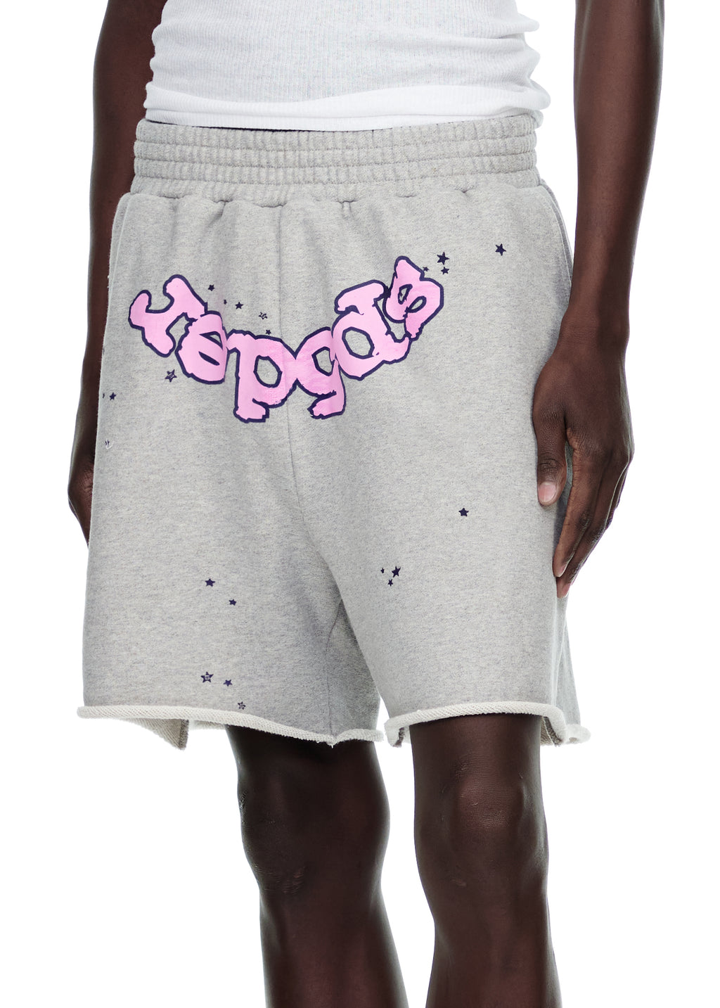 GREY OG WEB LOGO SWEATSHORT MALE MODEL 3