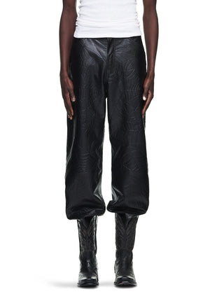 DEBOSSED WEB LEATHER PANT