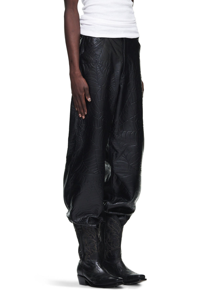 DEBOSSED WEB LEATHER PANT