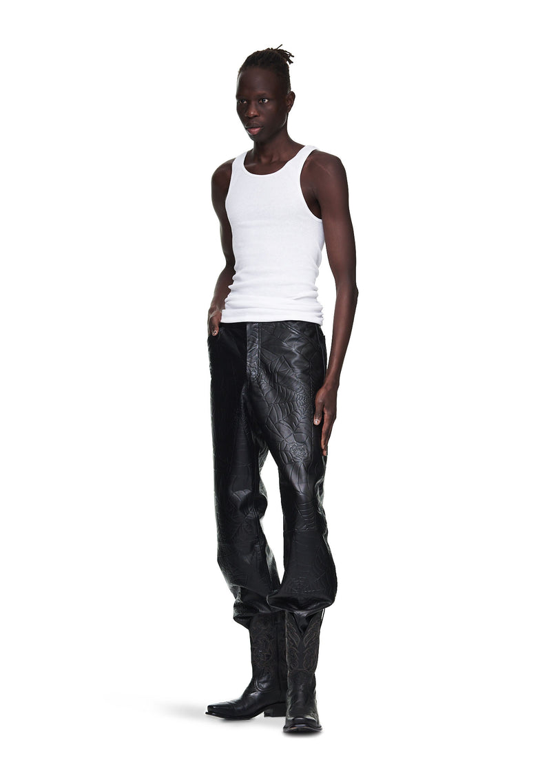 DEBOSSED WEB LEATHER PANT