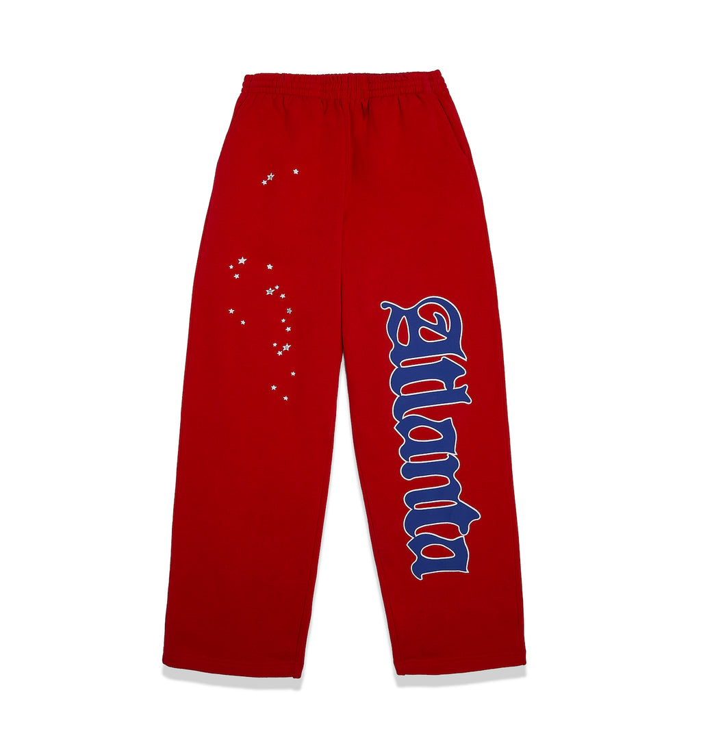 ATLANTA OPEN LEG SWEATPANT RED FRONT