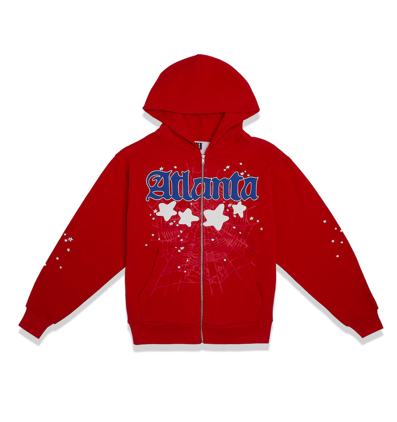 ATLANTA ZIP HOODIE RED FRONT