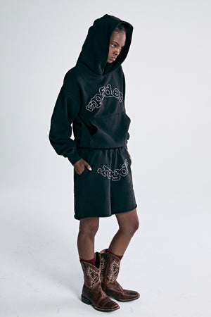 BLACK OG LOGO EMBROIDERED SHORT FEMALE MODEL 2