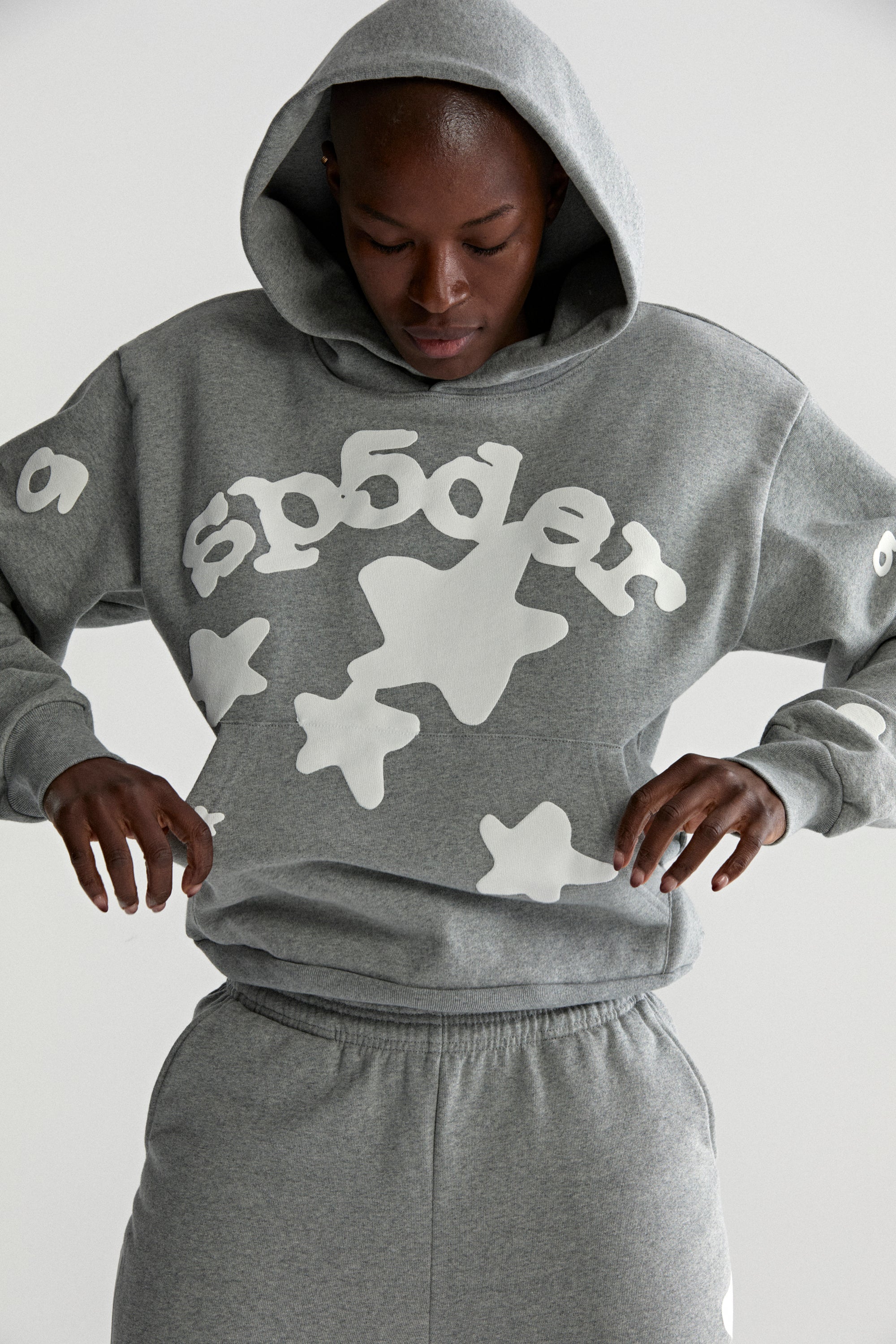 DARK HEATHER GREY BELUGA HOODIE | SP5DER | KING SPIDER