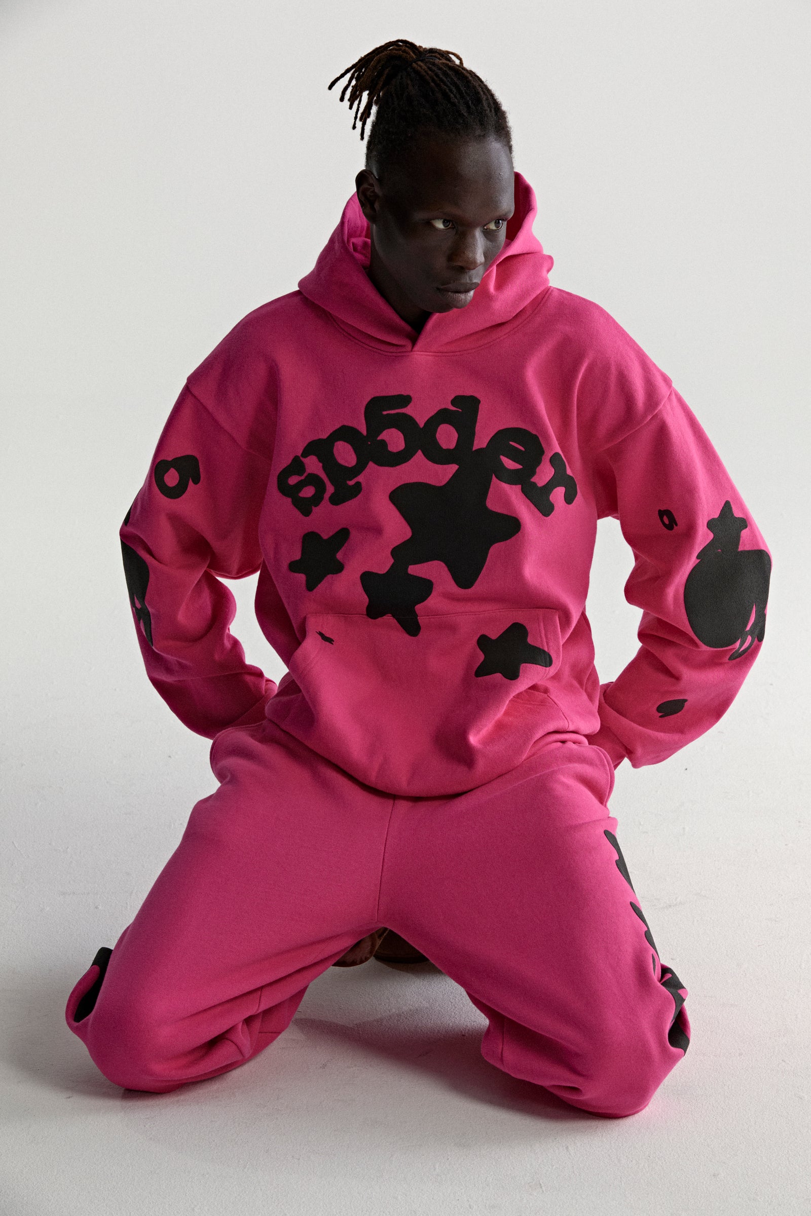 PINK BELUGA HOODIE ON MODEL