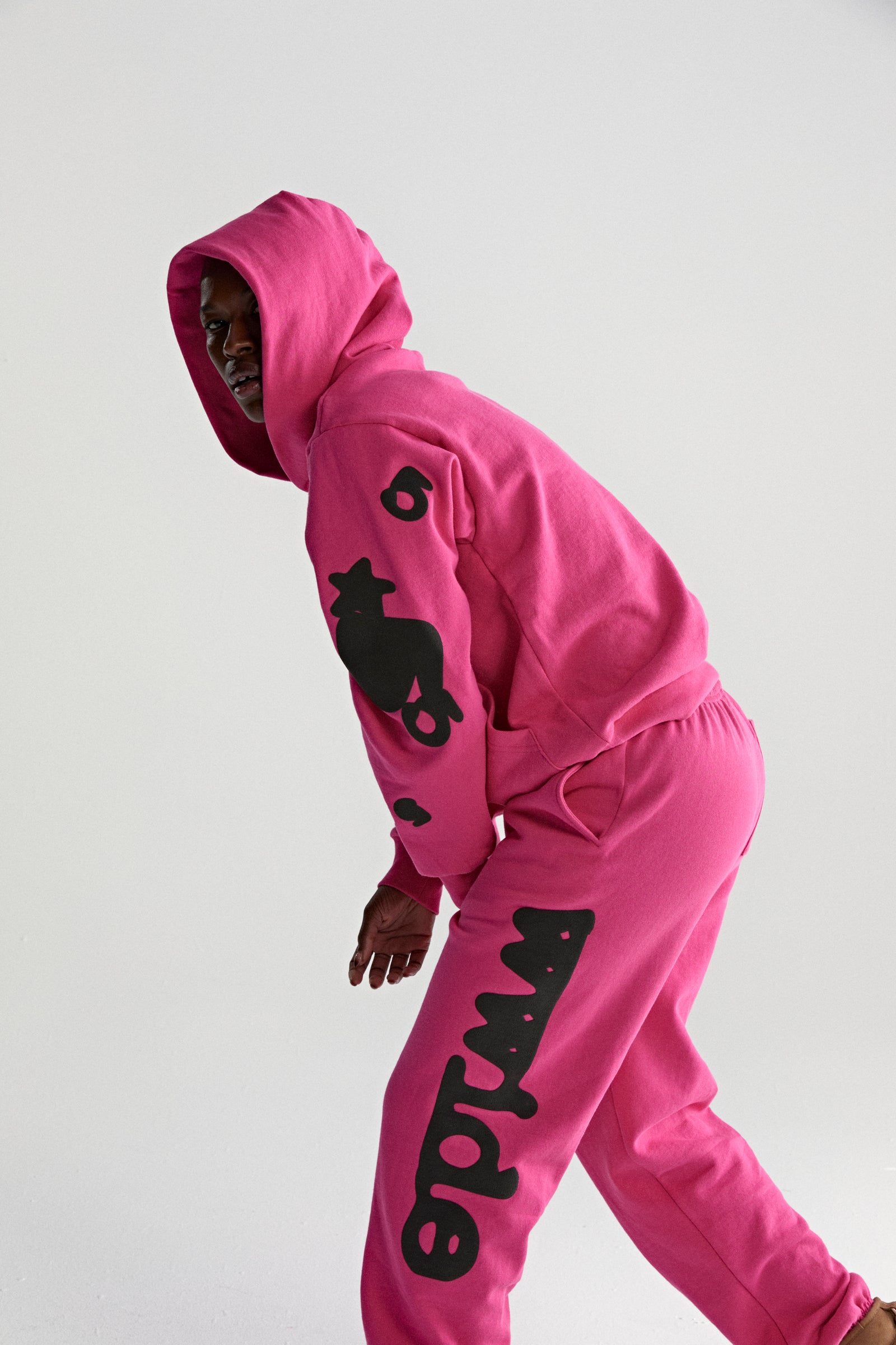 PINK BELUGA HOODIE ON MODEL