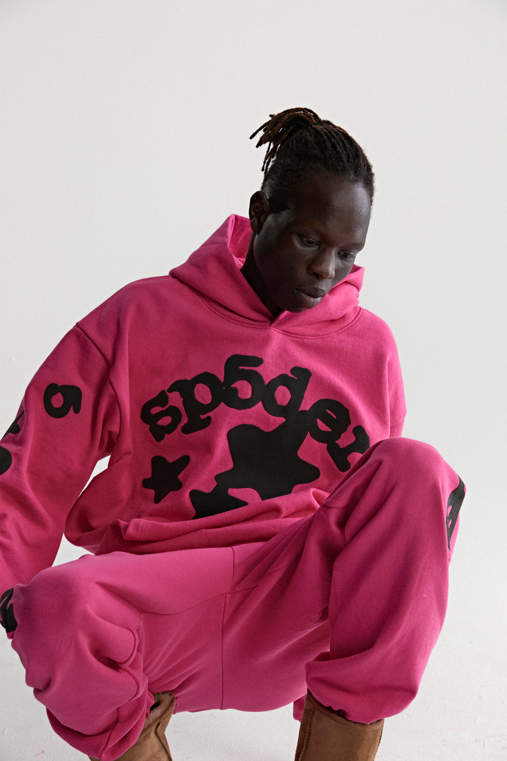 PINK BELUGA HOODIE ON MODEL