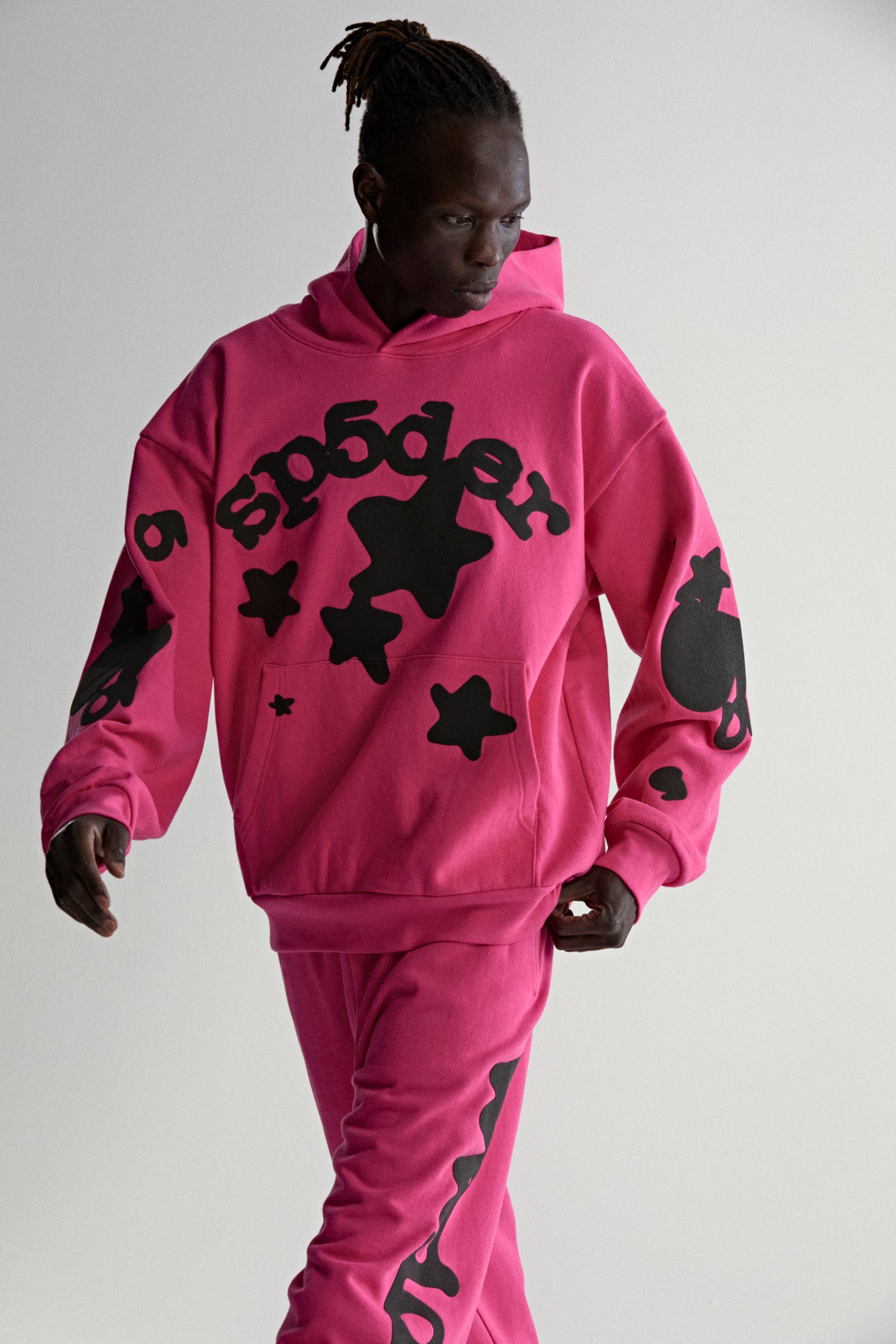 PINK BELUGA HOODIE ON MODEL