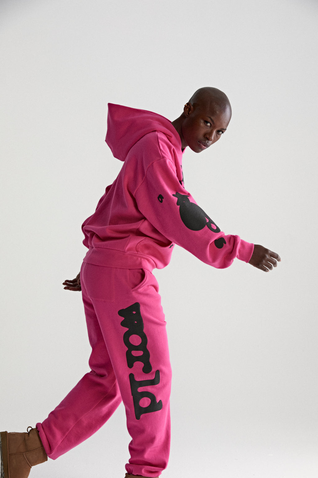 PINK BELUGA HOODIE ON MODEL