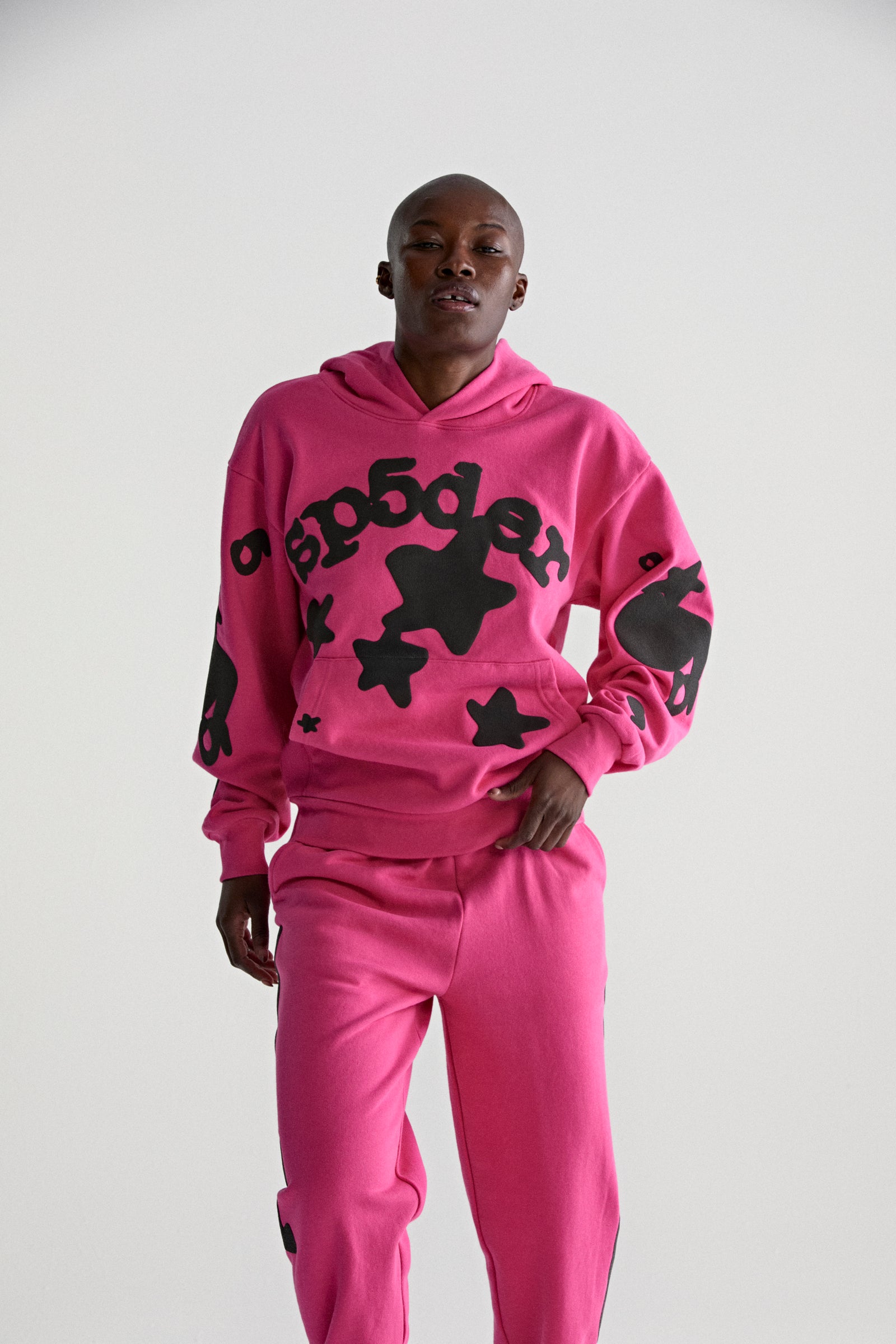 PINK BELUGA HOODIE ON MODEL