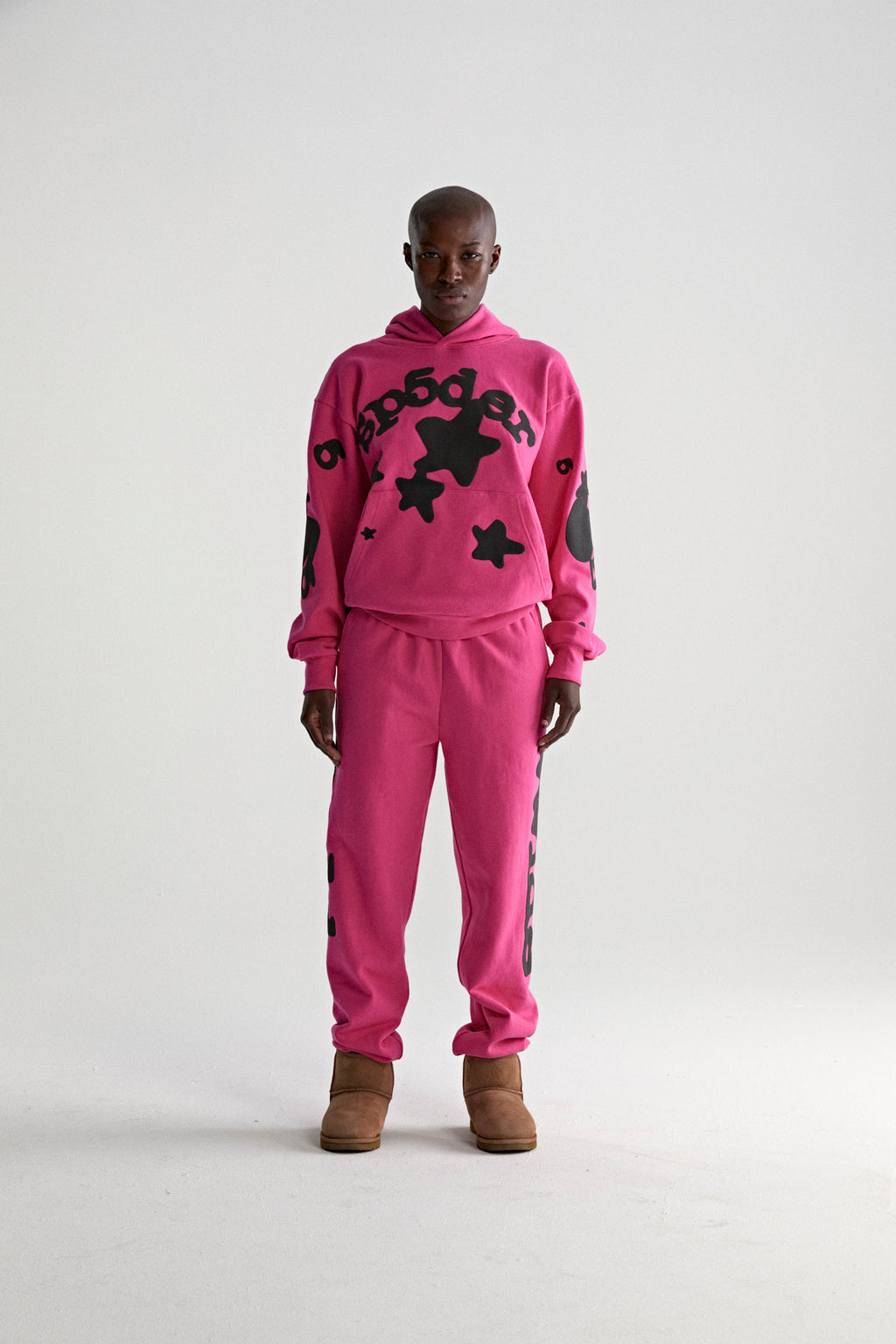 PINK BELUGA HOODIE ON MODEL