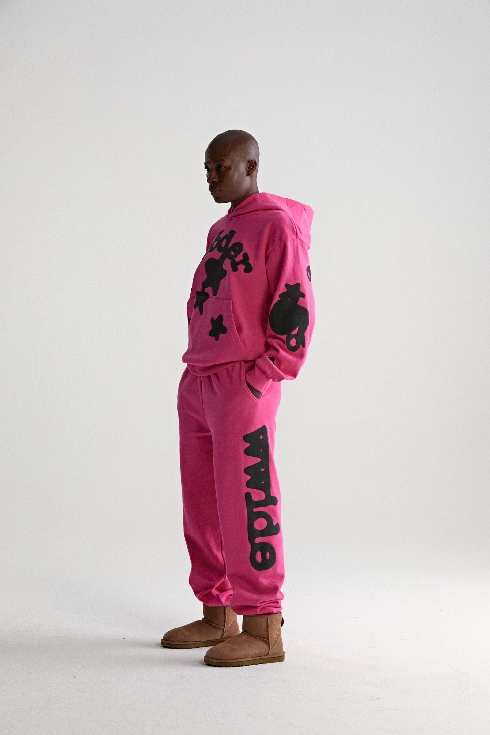PINK BELUGA HOODIE ON MODEL