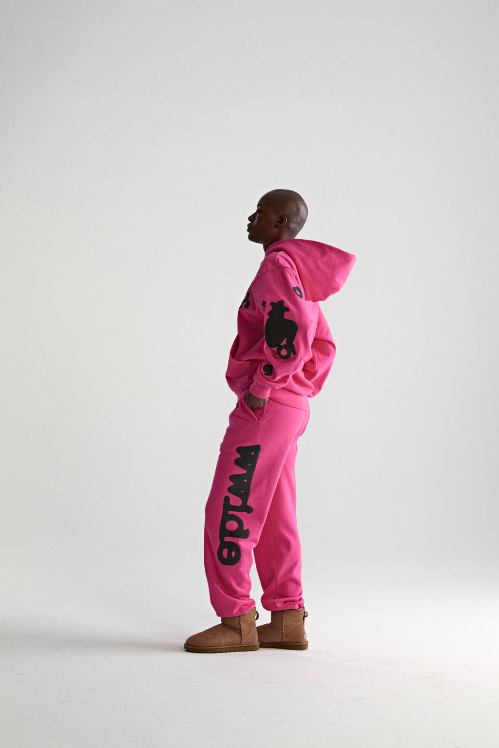 PINK BELUGA HOODIE ON MODEL