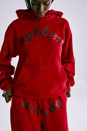 RED WEBSTONE AOP HOODIE ON MODEL