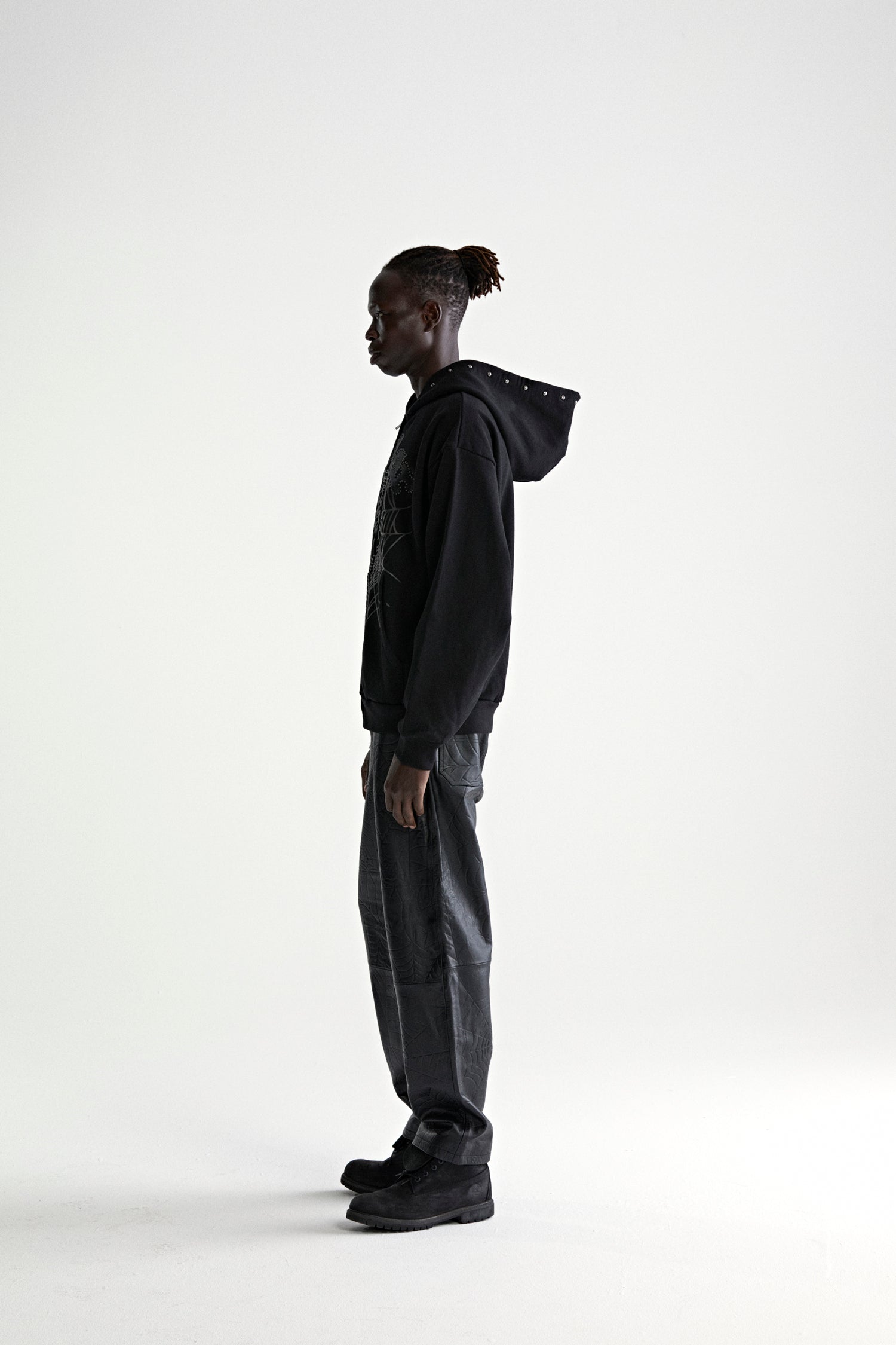 BLACK OG WEB STUDDED ZIP HOODIE | SP5DER | KING SPIDER