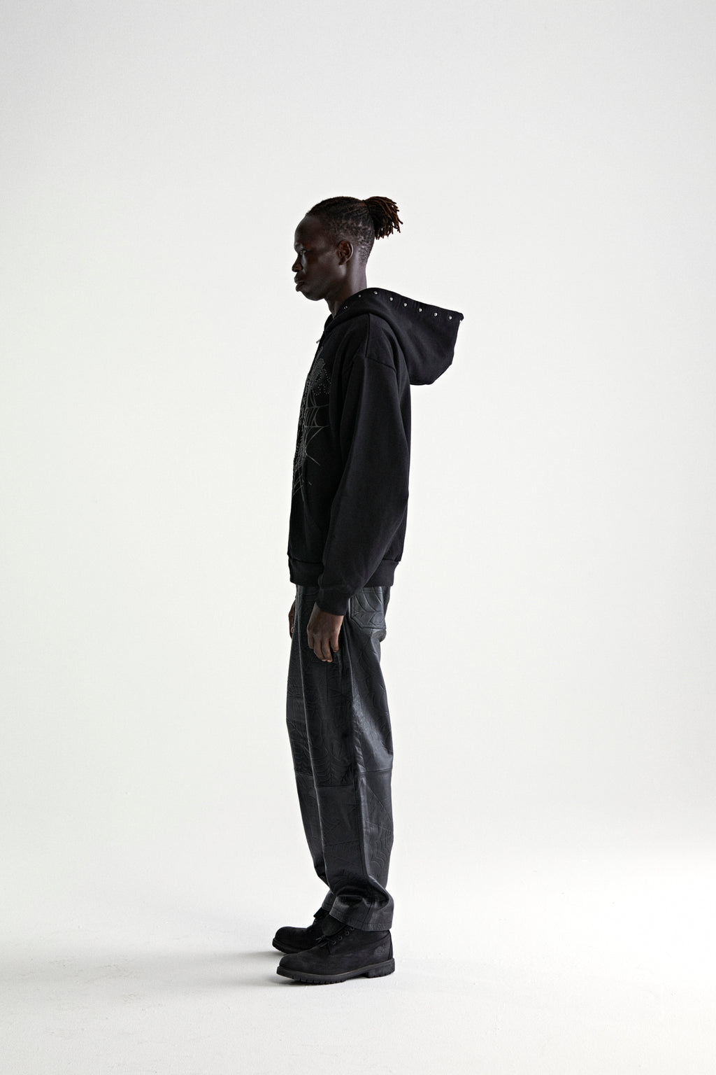 BLACK OG WEB STUDDED ZIP HOODIE