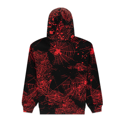 BLACK AOP WEB ZIP UP V2 HOODIE