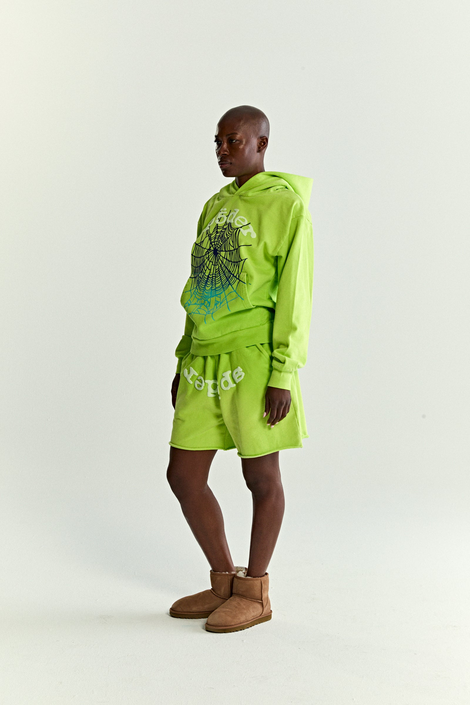 ACID GREEN OG WEB V2 GRADIENT HOODIE ON MODEL