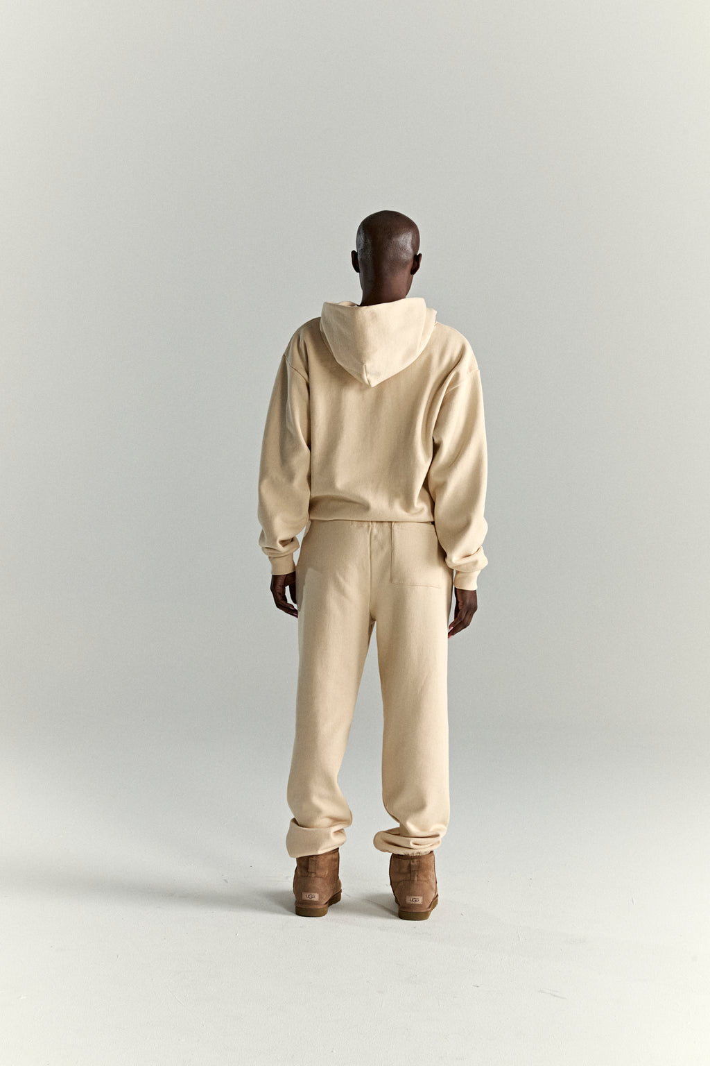 CREAM OG WEB V2 HOODIE ON MODEL