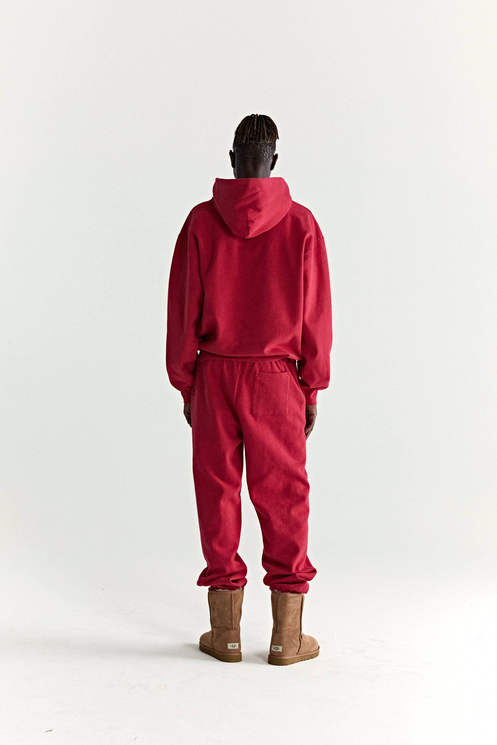 RED OG WEB V2 HOODIE ON MODEL