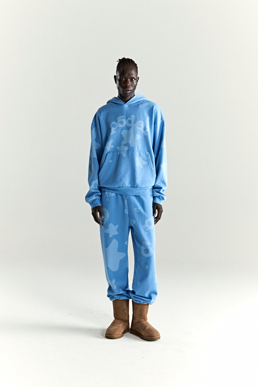 DUSTY BLUE BELUGA V2 HOODIE ON MODEL