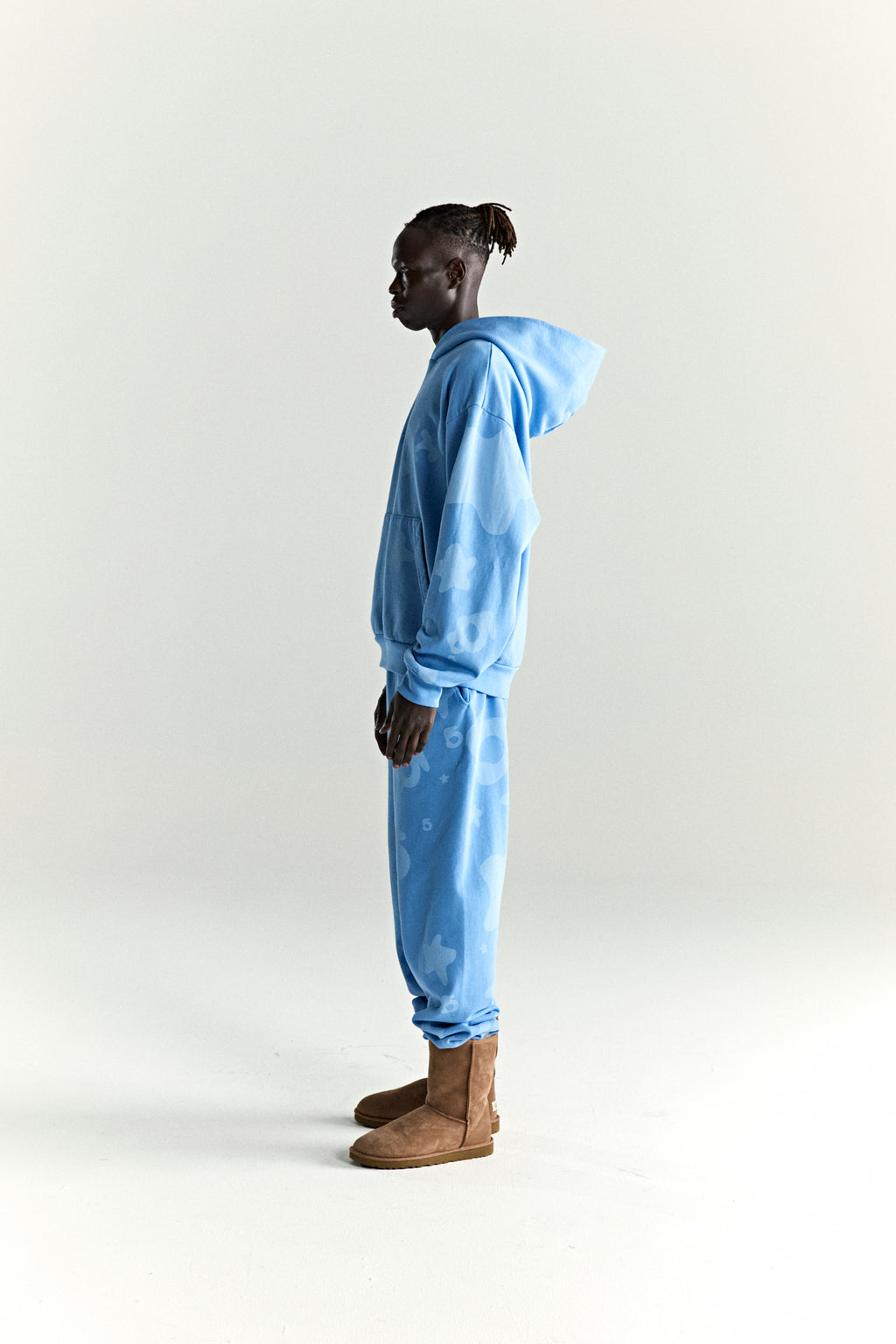 DUSTY BLUE BELUGA V2 HOODIE ON MODEL