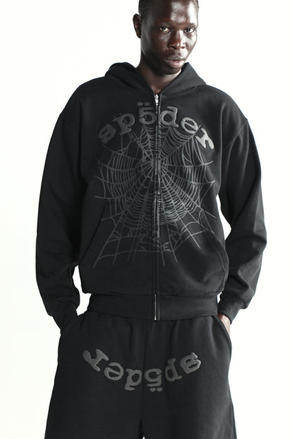 BLACK OG WEB V2 PHANTOM ZIP UP ON MODEL